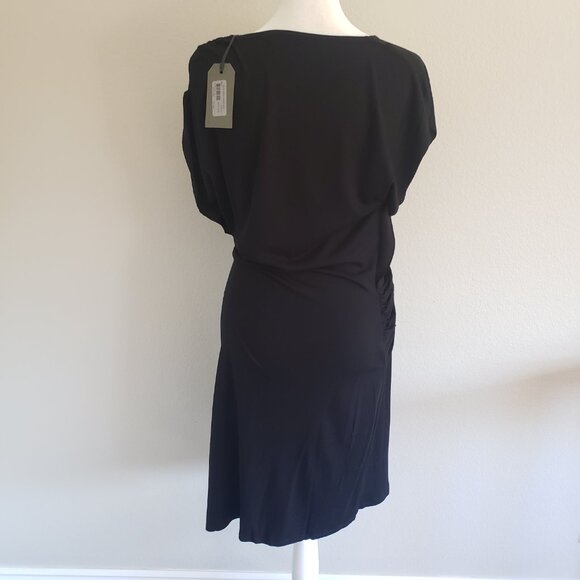 AllSaints Black Helix Dress US Size 4 Wrap Top  Vents Side Hem NEW - Picture 5 of 8